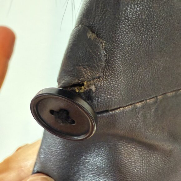 Cache Black Leather Dressy Blazer Jacket Detachable Fox Fur Trim Collar Medium - Picture 15 of 16